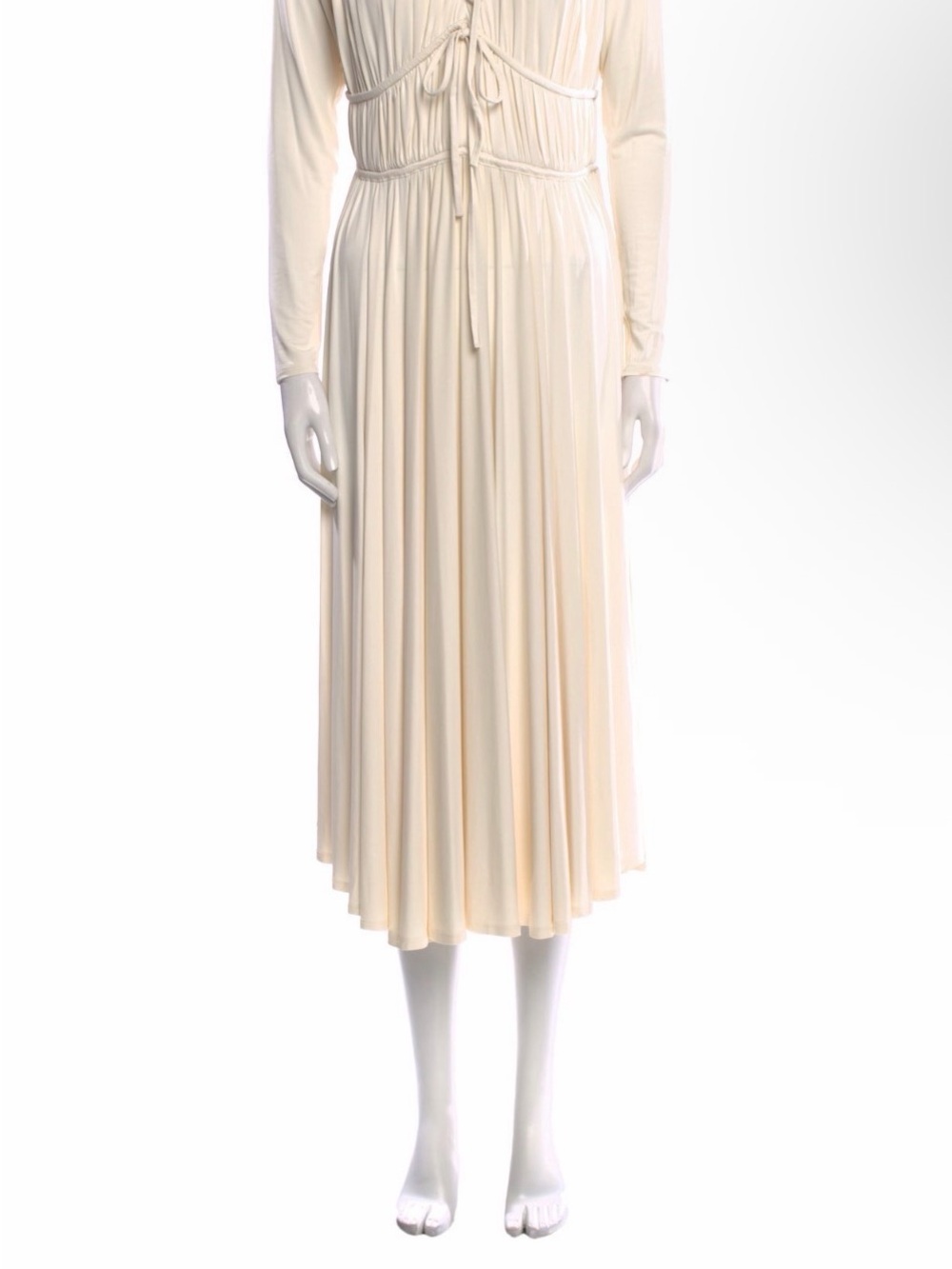 TOVE Cream Pleated Midi Dress